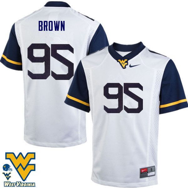 NCAA Men's Christian Brown West Virginia Mountaineers White #95 Nike Stitched Football College Authentic Jersey WS23K47NY